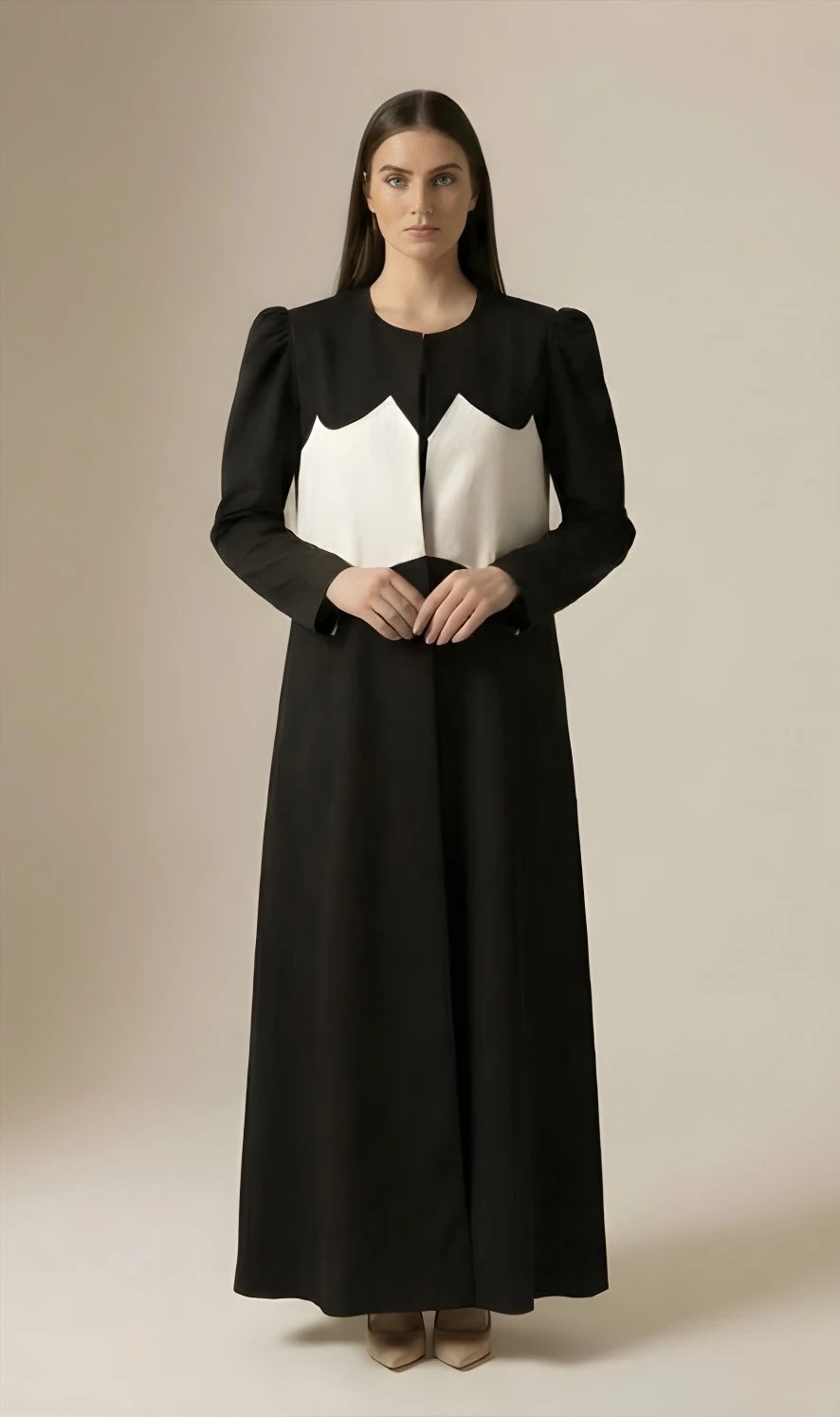 Vest abaya in black and white 